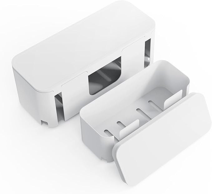 Power Strip Cover Box - Hide Power Strip for TVs and Computers, Electrically Safe Cord Organizer Box, Cord Box Crafted from Durable ABS Material (2pack,White)