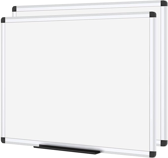 VIZ-PRO Magnetic Dry Erase Board, 36 X 24 Inches, Pack of 2, Silver Aluminium Frame