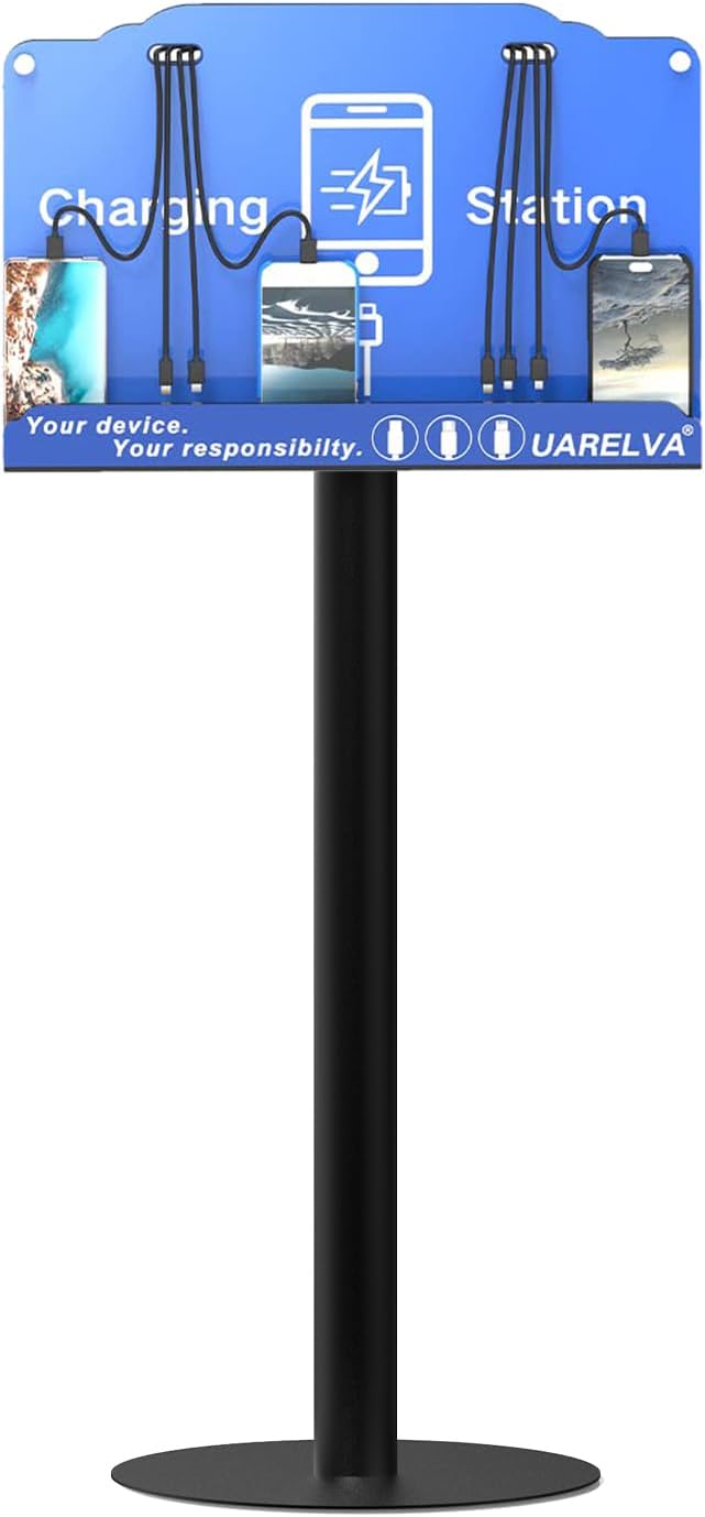 Floor Stand Cell Phone Charging Station for Multiple Device | 8 Charging Ports Charger Station | Compatible with Smartphone Tablets | Applicated for Library, School, Hotel, Shopping Malls, Airport