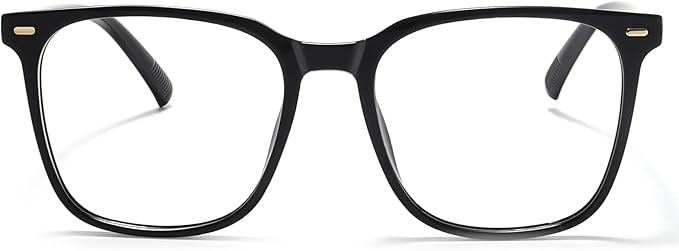 MACJERO 2-Pack Oversized Square Blue Light Blocking Glasses for Women Men, Anti-Fatigue Computer Monitor Gaming Glasses Reduce Eye Strain(Black+Clear)