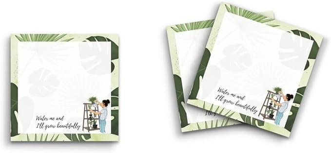 Butler in the Home Sticky Notes 12 Pack 3"x3" 50 Sheet Count Per Pad, Water Me and I ll Grow Beautifully Plants, Cute Funny Memo Note Pads Stationery Journal Planner Paper