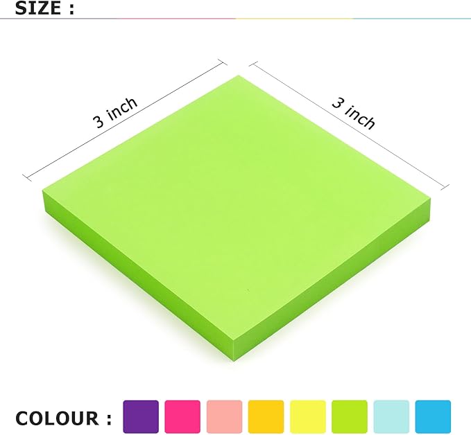 Eastern Wolf 8 Pads Sticky Notes 3x3 Self-Stick Notes 8 Bright Multi Colors Purple Sticky Notes, 85 Sheet/Pad