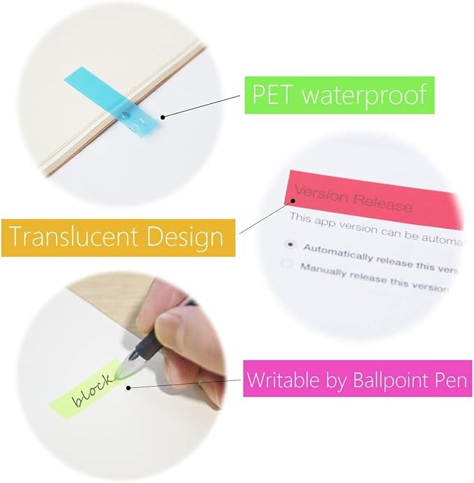 KICNIC Page Markers Sticky Index Tabs 750 Pcs, Arrow Flag Tabs Self Adhesive, Sticky Notes for Page Marking and Highlighting [3 Designs, 10 Colors] Writable, Repositionable