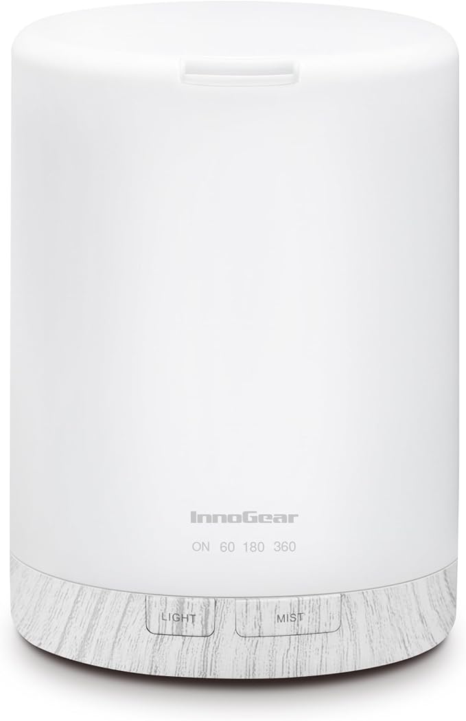 InnoGear 300ML Essential Oil Diffuser, Premium 5-in-1 Ultrasonic Aromatherapy Diffusers Scent Humidifier Aroma Diffuser Vaporizer Auto-Off Timer for Room Office Home, White, Medium