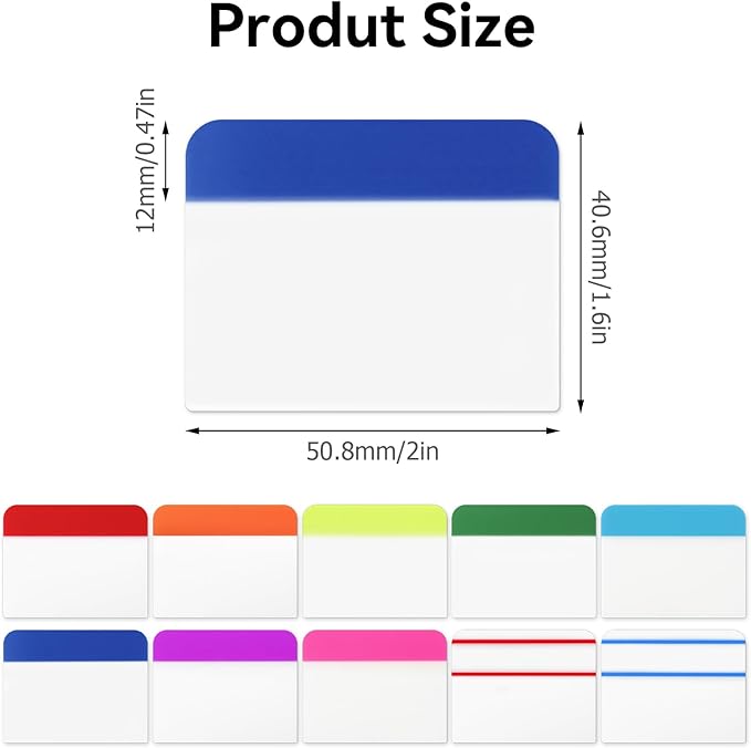 1200 Pieces Tabs 2 Inch Sticky Index Tabs, Colored Page Markers Repositionable Divider Tabs for Notebooks, Binder, File Folders, Books (60 Sets 10 Colors)