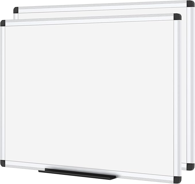 VIZ-PRO Magnetic Whiteboard/Dry Erase Board, 48 X 36 Inches, Pack of 2