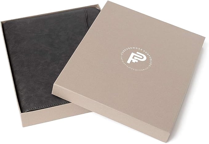 Forevermore Portfolios Padfolio Binder - Professional Faux Leather Travel Organizer Pouch for Tablet, Documents, Presentation Folders, Zipper Closure, Removable 3-Ring Notepad - Black