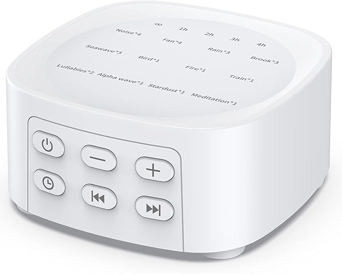 Sleepbox Sleep White Noise Sound Machines with 25 Soothing Sounds 36 Volume Levels 5 Timers Visible Sound Catalog Portable Size Memory Function for Home Office and Travel