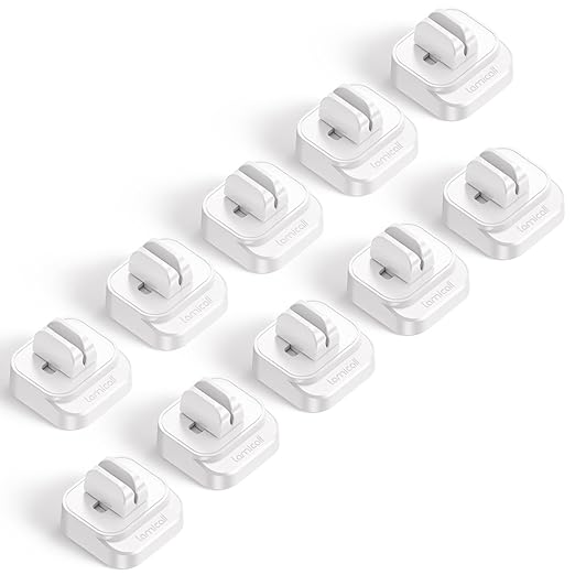 10Pack Cable Spring Holder Clips, Cord Organizer for Desk - Lamicall Adjustable Cord Clip, Wire Holder Organizer, Phone USB Charger Cable Holder, White