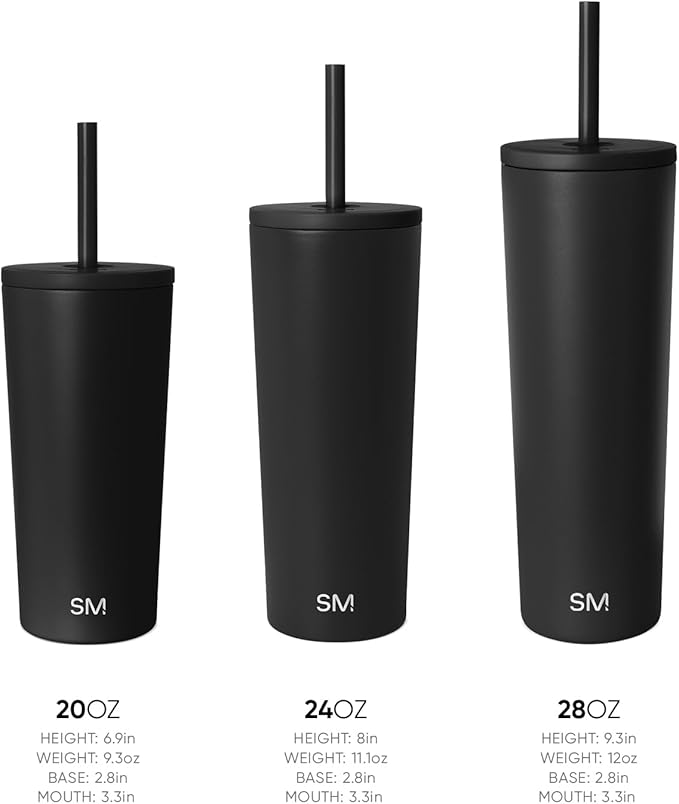 Simple Modern Insulated Tumbler with Lid and Straw | Iced Coffee Cup Reusable Stainless Steel Water Bottle Travel Mug | Gifts for Women Men Her Him | Classic Collection | 20oz | Slumberland