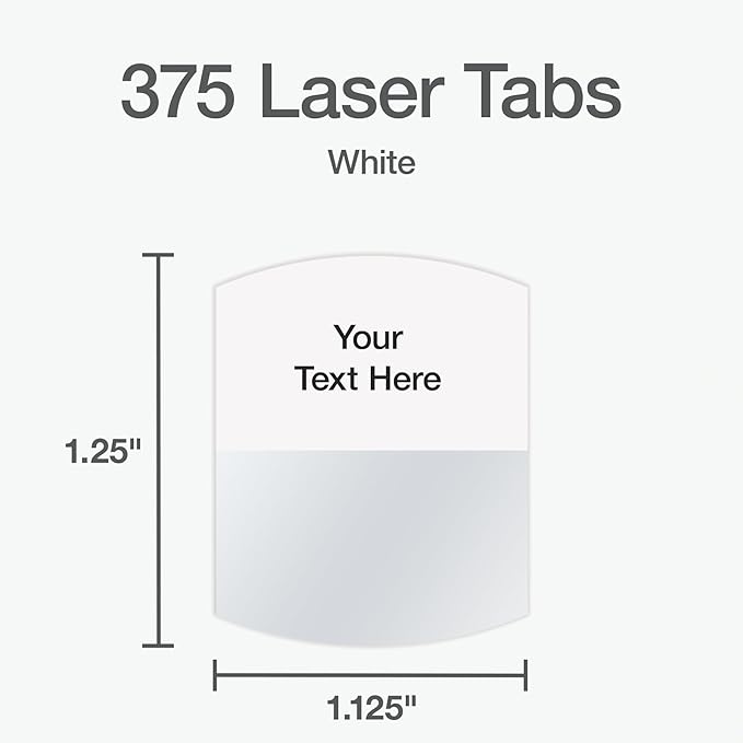 Redi-Tag Laser Index Tabs, Divider Tabs, Permanent Adhesive Index Labels, Customizable Divider Labels, Divider Labels for School, Home and Office, 1-1/8" x 1-1/4", White, 375 Tabs, (B39017)