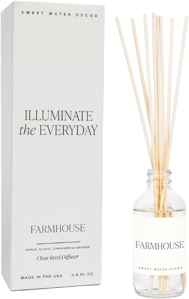 Sweet Water Decor Farmhouse Reed Diffuser Set - Apple, Orange, Pumpkin, Fall Scented Air Freshener - Scent Diffusers for Home, Long Lasting Fragrance, Made in The USA