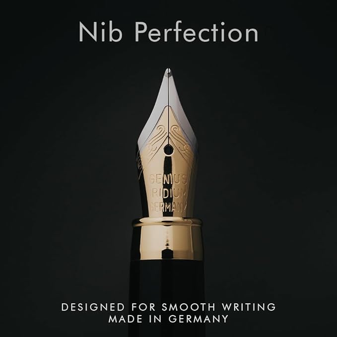 Wordsworth & Black Fountain Pen Set, Luxury Bamboo Wood - Medium Nib, Gift Case; Includes 6 Ink Cartridges, Ink Refill Converter -Journaling, Calligraphy; Drawing, Smooth Writing [Rosewood]