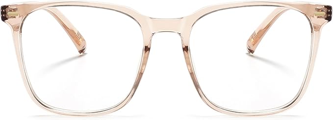 MACJERO Oversized Square Blue Light Blocking Glasses for Women Men, Anti-Fatigue Computer Monitor Gaming Glasses Reduce Eye Strain((transparent Brown)