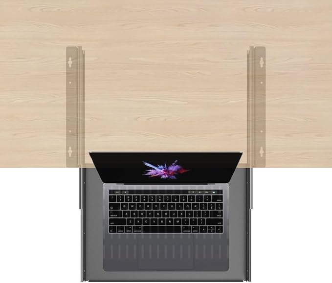 JINGCHENGMEI Sliding Under Desk Laptop Mount Shelf with Air Vents, W 16.3" x D 12" Metal Under Desk Slide Out Tray for Laptop (16 Inch Wide)