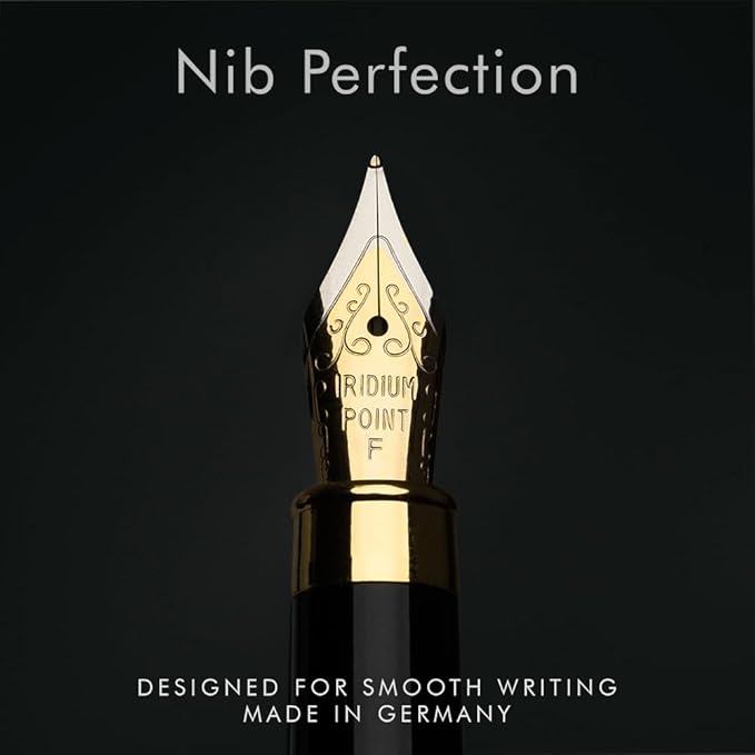Wordsworth & Black Fountain Pen Set, Luxury Bamboo Wood - Fine Nib, Gift Case; Includes 6 Ink Cartridges, Ink Refill Converter -Journaling, Calligraphy; Drawing, Smooth Writing [Cherry Wood]