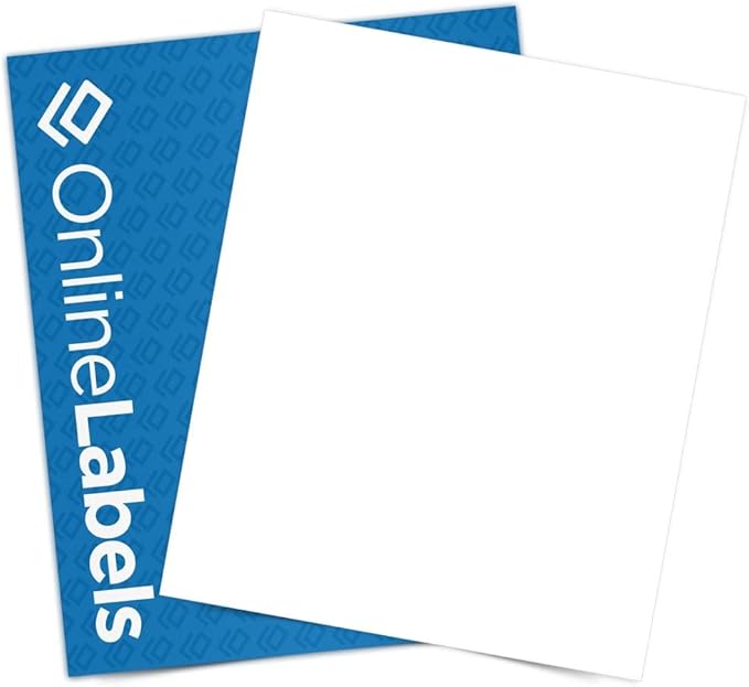 Sticker Paper, 5,000 Sheets, White Matte, 8.5" x 11" Full Sheet Label, Works with Inkjet and Laser Printer, Compatible with Electronic Cutting Machines, OL177WX, OnlineLabels
