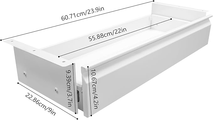 FFanhia 22 Inch Under Desk Mounted Sliding Pull-out Drawer Storage for Sit Stand Workstation Office(Applicable Table Thickness: 0.79in) White