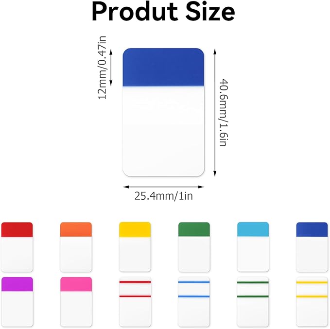 1 Inch Tabs for Notebooks, 960 Pieces Sticky Note Tabs File Index Tabs for Books, Binders, Papers, Documents, File Folders (48 Sets 12 Colors)
