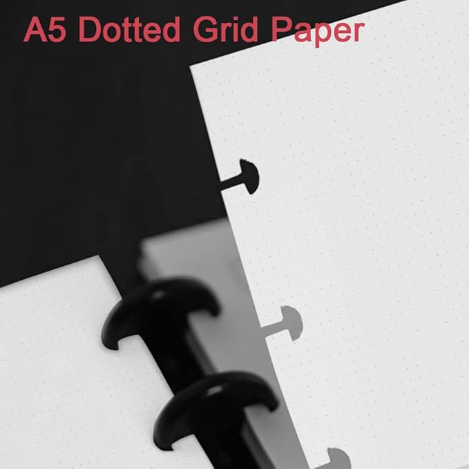 Junior Size TUL Discbound Dotted Refill Paper, 8-Disc Disbound Insert, 100 Sheets/200 Pages Dot Grid Paper, 100gsm White Paper, 5.8'' x 8.2''