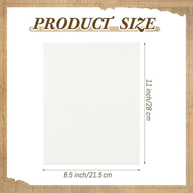 Epakh 100 Pcs Old Age Parchment Paper 8.5 x 11 Inch Standard Letter Vintage Colored Old Parchment Semblance Double Side Printing Paper (White)