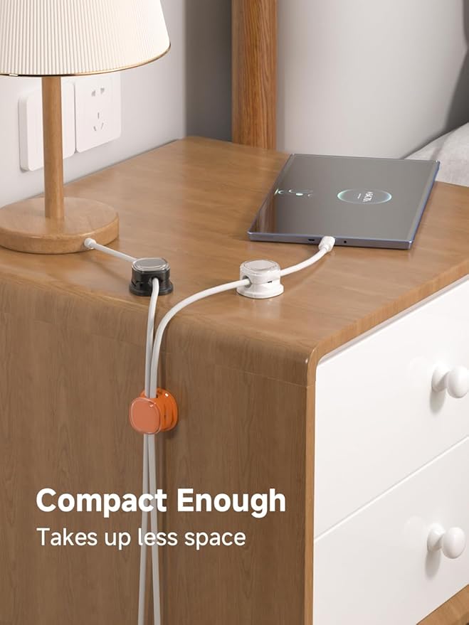 Magnetic Cable Clips, Adjustable Cord Holder Management, Adhesive Wire Keeper Organizer for Home Office Desk Phone PC Car Wall Desktop Nightstand Appliance (9-PCS White_Black_Orange_Blue)
