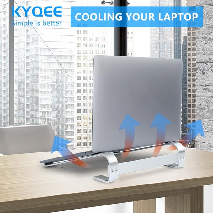 KYQEE Laptop Stand for Desk, Ergonomic Aluminum Laptop Riser, Ventilated Notebook Stand Compatible with MacBook Air Pro, Dell XPS, HP, More 11-17.3 Inches Work from Home