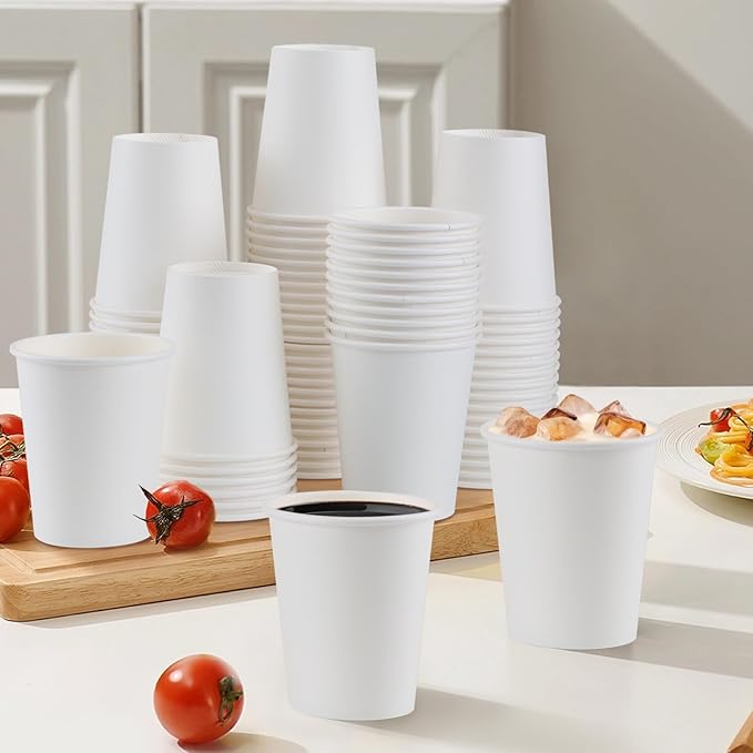 Lamosi 500 Count 12 oz Paper Coffee Cups, Disposable Paper Coffee Cups for Hot or Cold Drinks, 12 Ounce White Beverages Water Cups for Party, Picnic, Travel, Events
