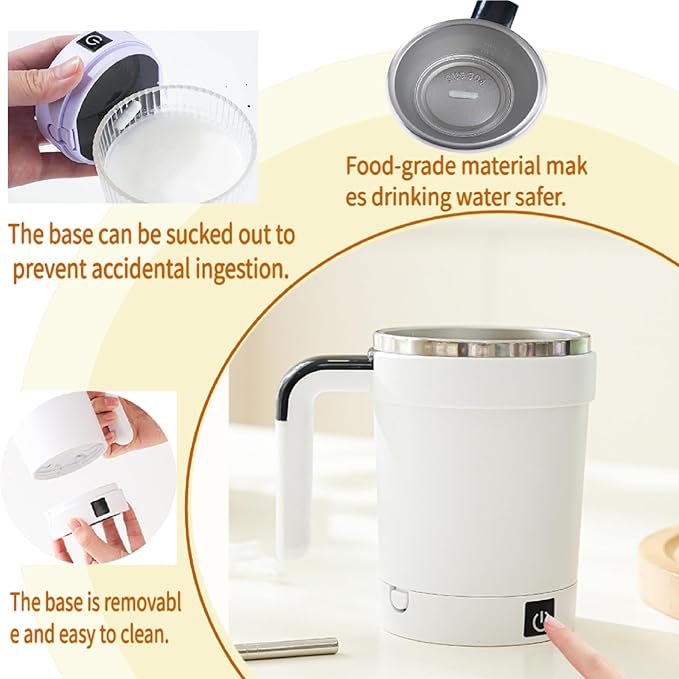 Self Stirring Coffee Mug with Lid,304 Stainless Steel Self Stirring Cup,Rechargeable Coffee Mug with Temperature Display,Suitable for Home and Office (Green)