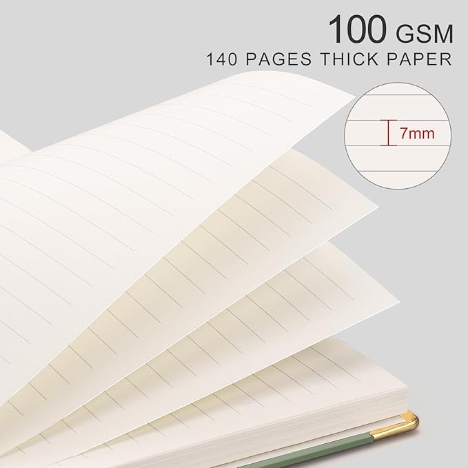 EMSHOI Meeting Notebook for Work - A5 Half Meeting Half Note Planner, 140 Pages, 100GSM Thick Paper, Hardcover, Project Organizer for Women Men Office, Business, Note Taking, 6"x8.3" - Green