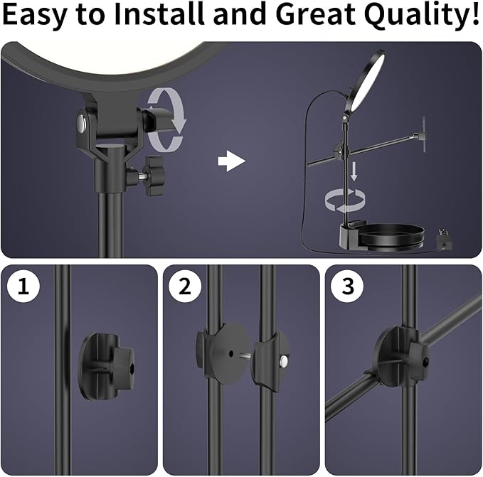 Selfie Light Kit for Desk and Laptop,55W Dimmable Full Screen Ring Light,with Rotating Storage Box,Pen Holder Stand,Phone Holder and Controller (Ice Blue, 10.5)
