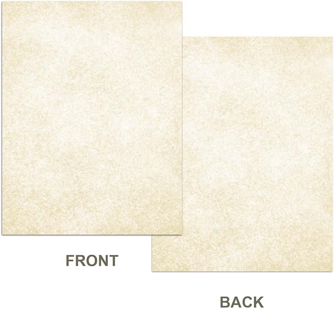 Parchment Paper for Certificates - Stationary for Resumes, Diplomas, Letter Size, 50 Double-Sided Sheets, 100gsm, 8.5" x 11" Parchment Paper