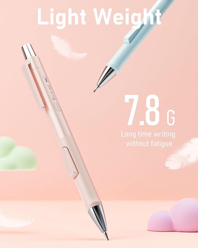 Nicpro 4 PCS Pastel Mechanical Pencil 0.7mm, Cute Fast Click Mechanical Pencils Set with 8 Tubes HB Lead Refills, Erasers, Eraser Refills for School, Student Writing, Drawing, Sketching - with Case