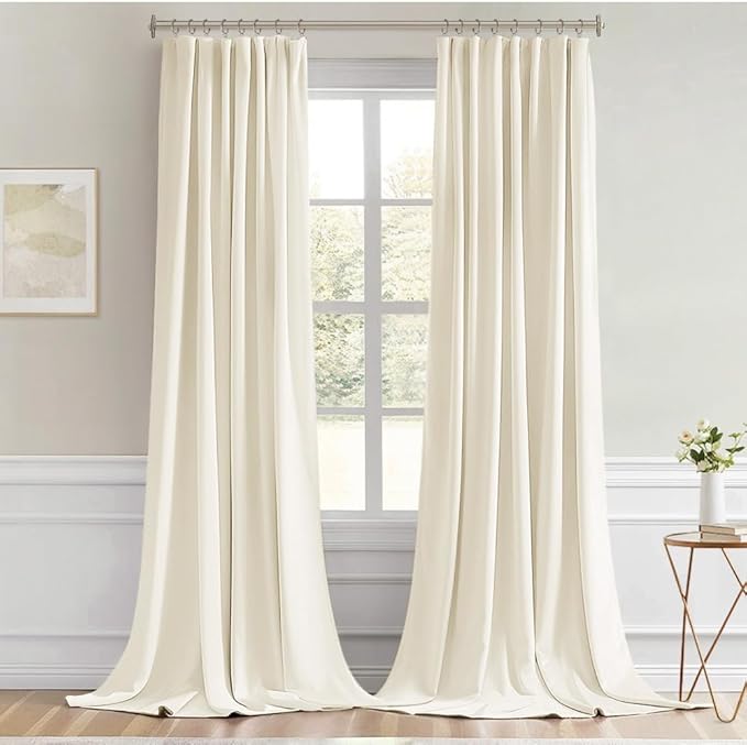 MIULEE Birch Back Tab Blackout Curtains 120 Inch Long 2 Panels Set