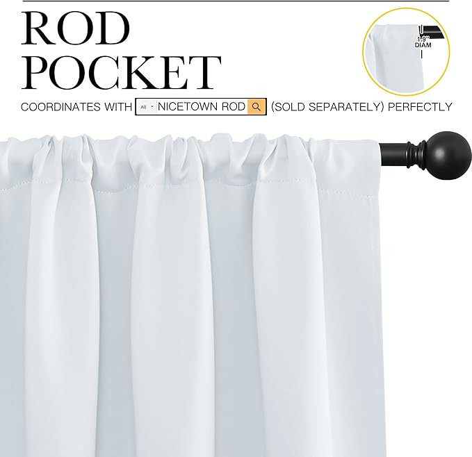 NICETOWN Greyish White Bedroom Curtain Panels