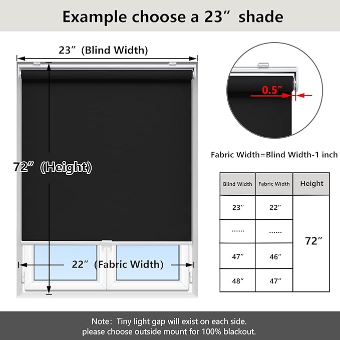 AOSKY Cordless Roller Shades Blackout Blinds