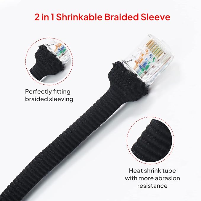 2 in 1 Heat Shrink Braided Sleeving Fabric Tubing-Ideal fit Irregular Shape Hose/Cable/Wire (1"(25mm), 32FT)