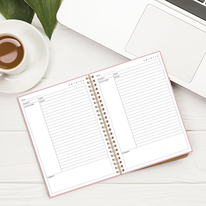 Yaridar A5 Cornell Notes Notebook - College Spiral Cornell Notebooks for Note Taking, Subject College Ruled Notebook Steno Pads for Office/School/Home, 5.8" x 8.5", Pink