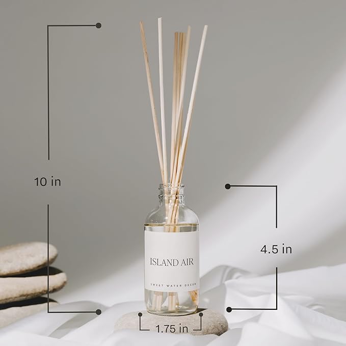 Sweet Water Decor Salt and Sea Reed Diffuser Set - Sea Salt, Citrus, Musk, and Amber Summer Scented Diffuser - Scent Diffusers for Home, Long Lasting Fragrance, Made in The USA
