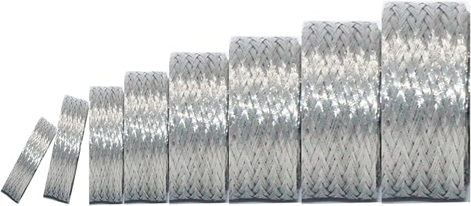Tinned Copper Braided Cable Shielding Sleeve Metal Wire Loom Sheathing EMI RFI ESD Protector Grounding Mesh Flat Tubular Expandable 3/4" W(0.48" ID)-9FT