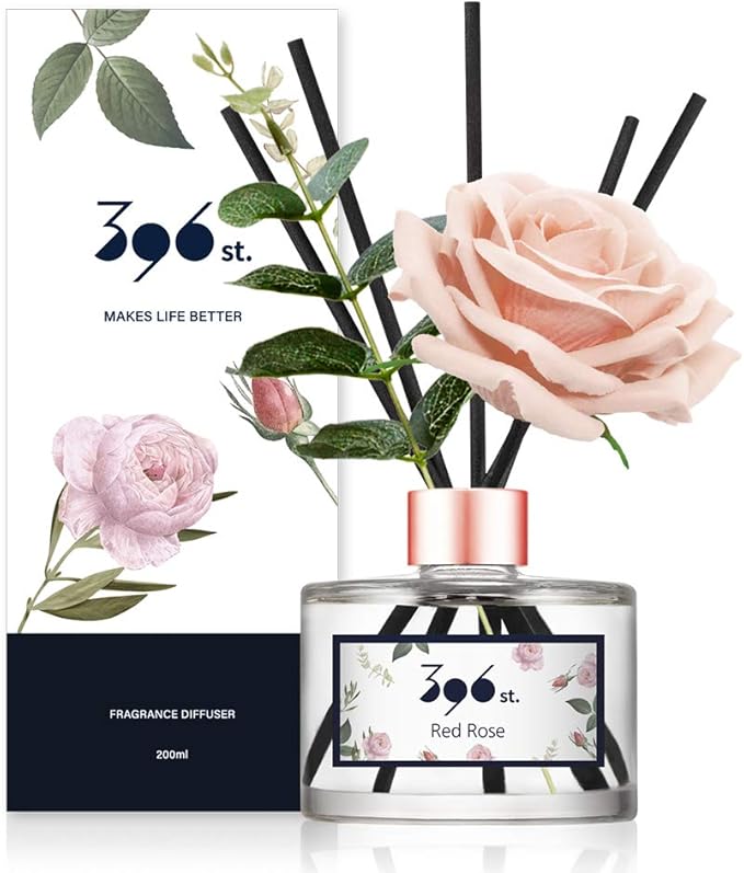 396 st. Rose Flower Reed Diffuser, Red Rose, 200ml(6.7oz) / Reed Diffuser Sets, Home Fragrance, Scented Oils, Home & Bathroom Décor