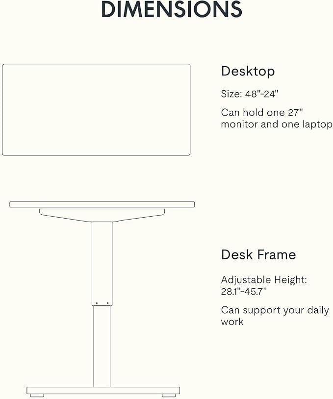 FLEXISPOT EN1 One-Piece Standing Desk 48 x 24 Inches Height Adjustable Electric Desk (Silver Frame + Marble Grey Top, 2 Packages)