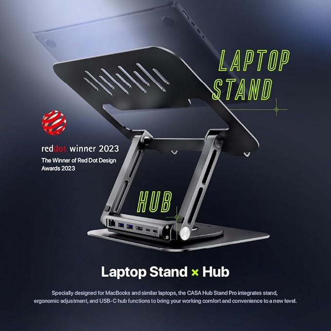 ADAM elements USB-C Stand Pro/Laptop Docking Station – Hub Stand Pro 6in1 Multiport Stand Hub for M2/M1 Mac, iPad & Laptop Series