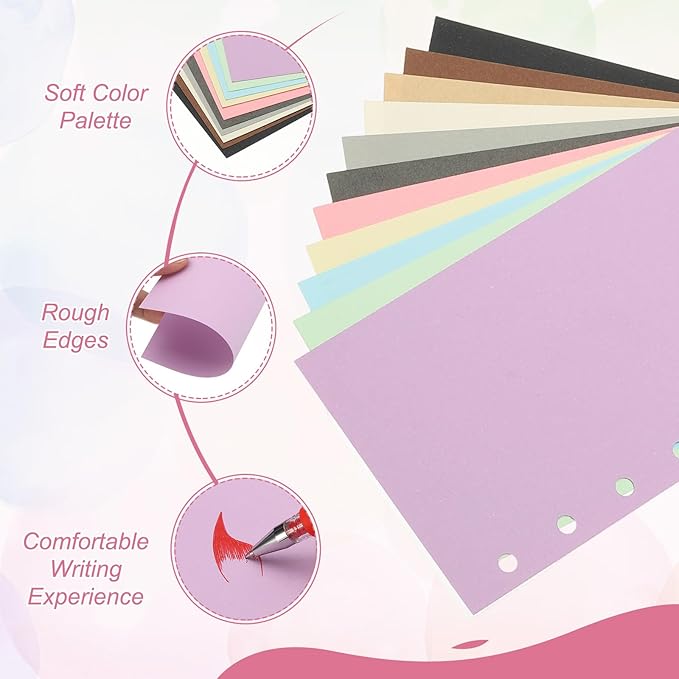 PATIKIL Colored Loose Leaf Paper, 4.1" x 2.5"(A8) 300 Sheets 5 Holes Punched 150GSM Blank Binder Refill Paper Supplies for Office Note Taking Teacher Planner Journal Notebook, Dark Gray