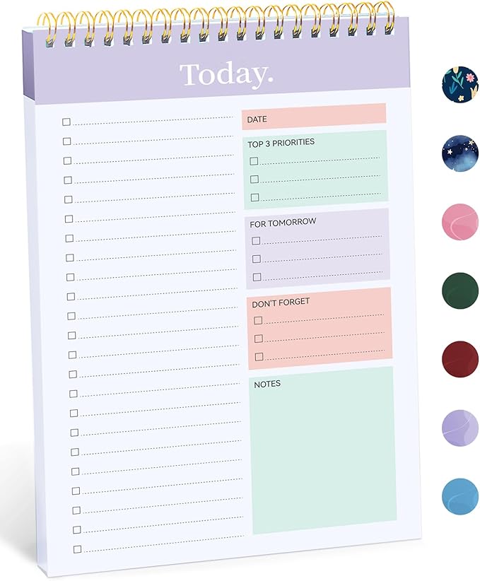 Taja To Do List Notepad - To Do List Notebook for Work with 52 Sheets, 9.8" x 6.5", Undated Daily Planner Perfect for Daily Tasks and Goal Setting, Notepad Suitable for Office, Home & School - Violet Dream