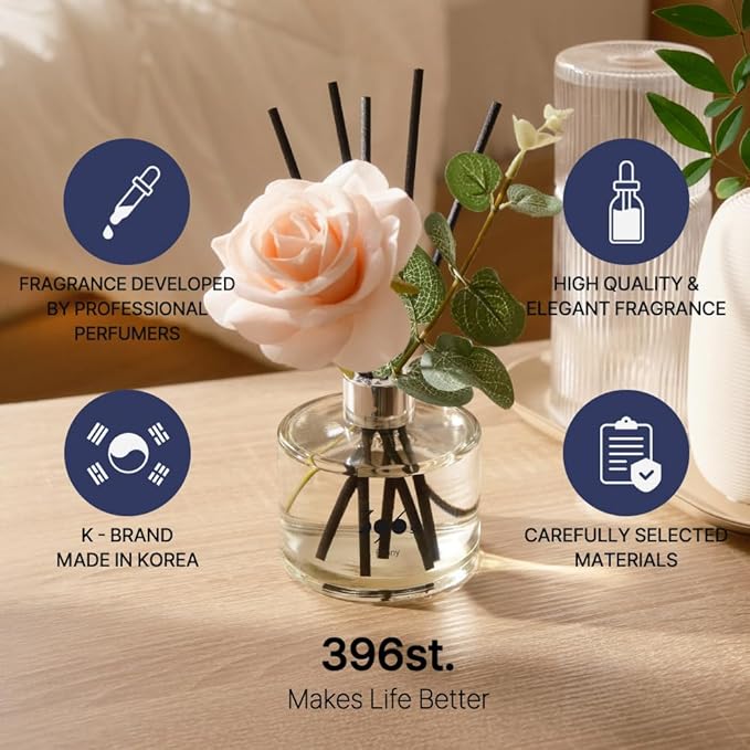 396 st. Rose Flower Reed Diffuser, Vanilla Lavender, 200ml(6.7oz) / Reed Diffuser Sets, Home Fragrance, Scented Oils, Home & Bathroom Décor