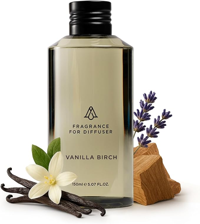 AromaPlan Hotel Scents Vanilla Birch 5 Fl Oz (148ml), Home Luxury Aroma & Hotel Fragrance Diffuser Oil- Hotel Diffuser Oil for Aromatherapy- USA Made, Bigger Bottle, Bolder Aroma & Longer Lasting