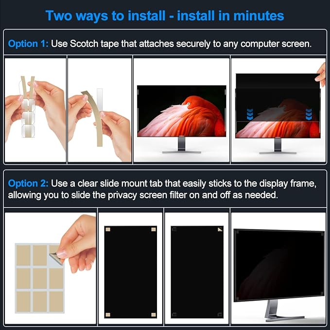 JEAPKA [2-Pack] 21.5 Inch Privacy Screen for Monitor Computer Screen Privacy Filter for 16:9 Widescreen Monitor Desktop PC Monitor Privacy Film Monitor Privacy Shield and Anti-Glare Protector