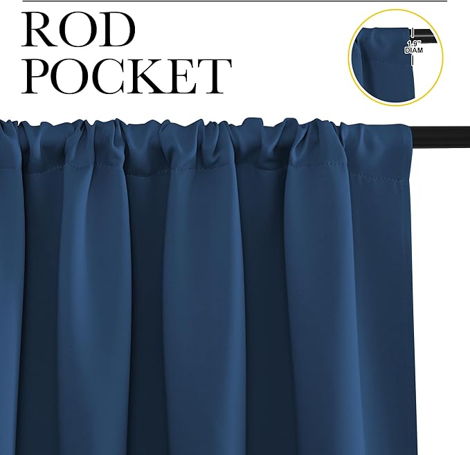 NICETOWN 2 Panels Blackout Curtains, Rod Pocket Thermal Insulated Drapes