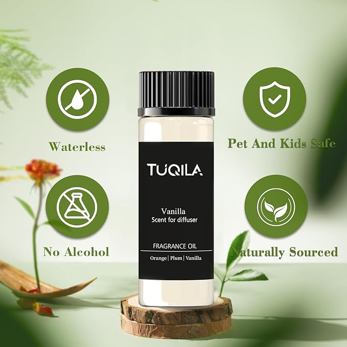 Waterless Diffuser Oil 20ml Vanilla Aroma Scent- Hazelnut, Citrus, Cinnamon, Plum& Cashmere Wood Fragrance Oil for Essential Oil Diffusers, Home, Hotel, Office and Car